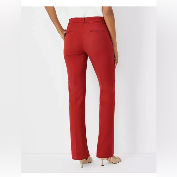 New $119 Ann Taylor The Sophia Curvy straight pant brick red sz 2 - Picture 3 of 3